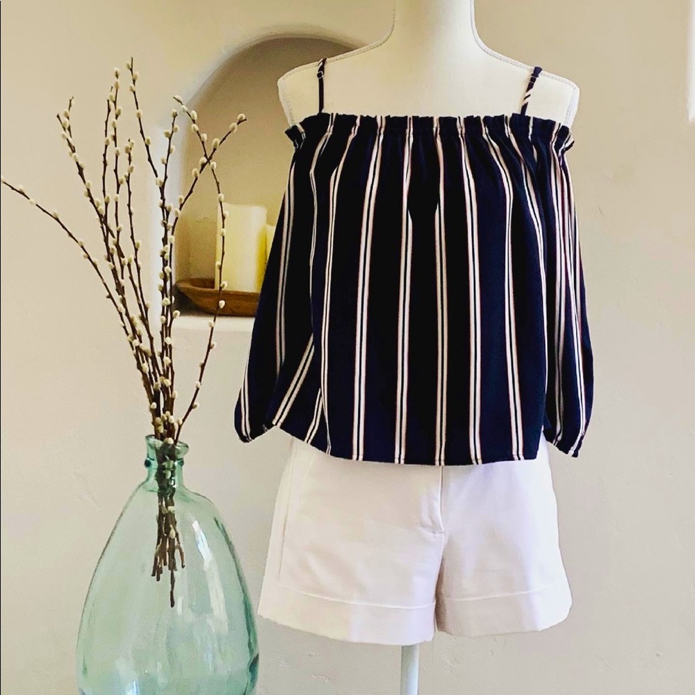 Navy Striped Crop Top